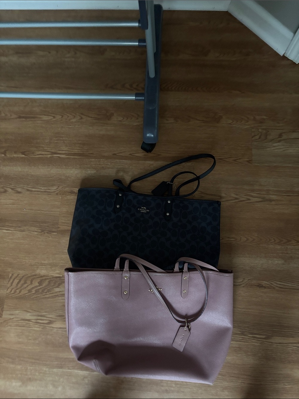 Coach Black Signature Canvas Tote and Blush Pink Leather Shopper - Picture 1 of 1